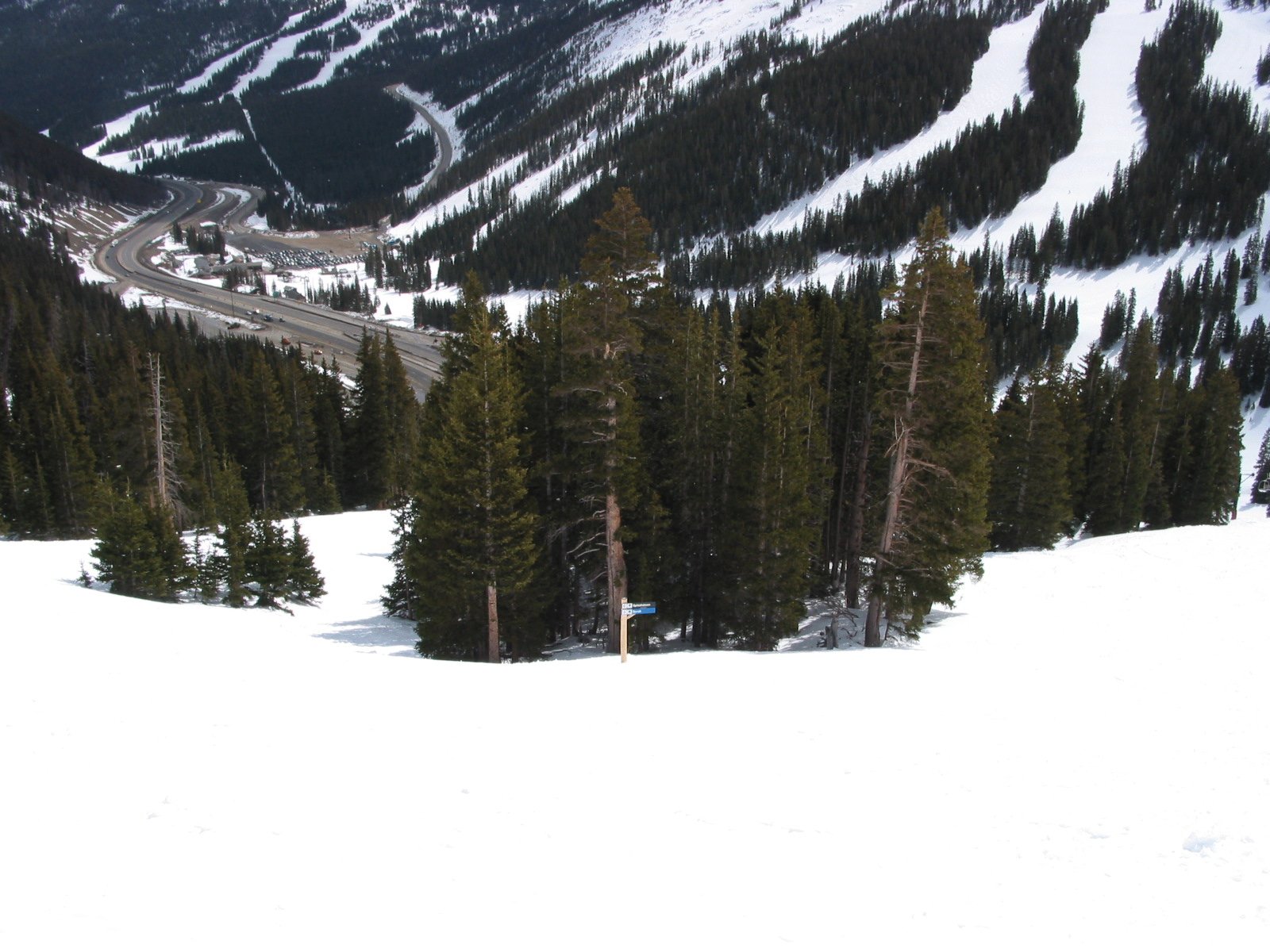 Intersection of the Scrub and Splashdown Ski Runs