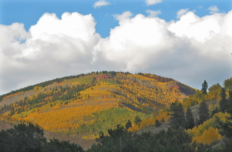 Mountain, Clouds, Fall Colors