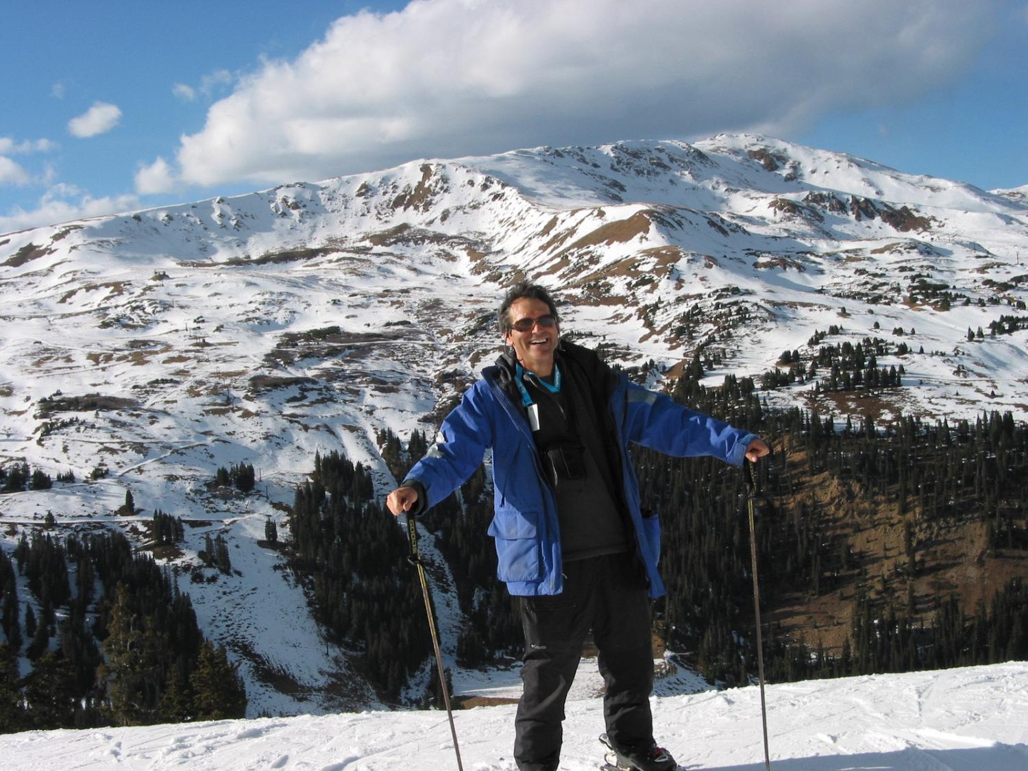 Karl Kelman at the top of Chairlift One
