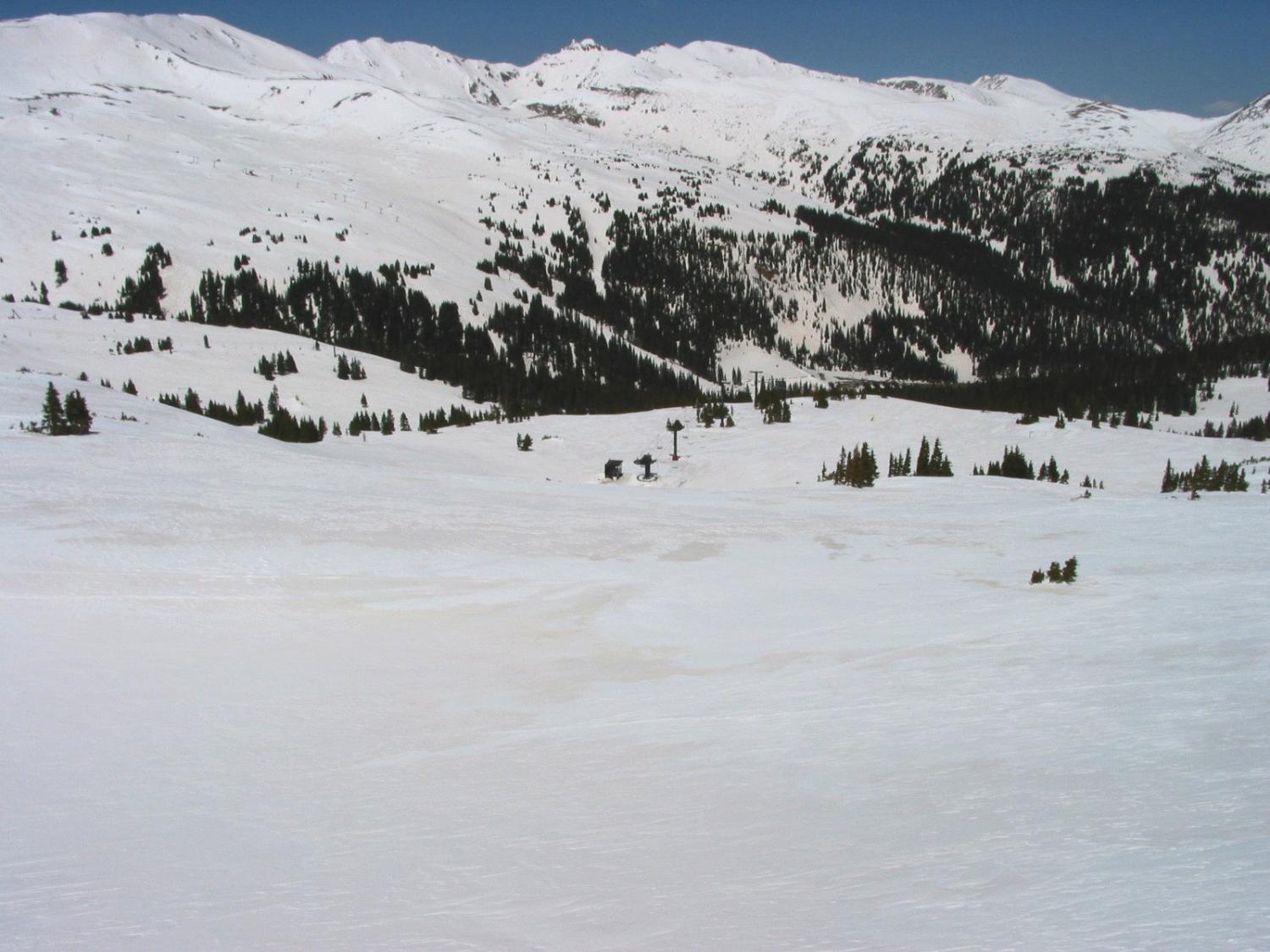 Lift Six From Far South Porcupine Saddle Runout.  Stayed far skier's right on Porky Saddle. Lift Four and Lift Eight are in the background across the valley.