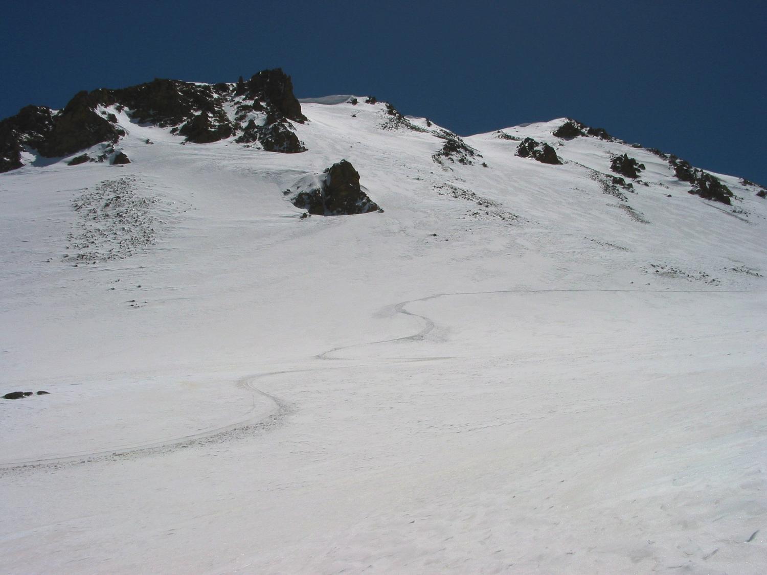Karl Kelman skiing on another Crowded Day at Porcupine Saddle 