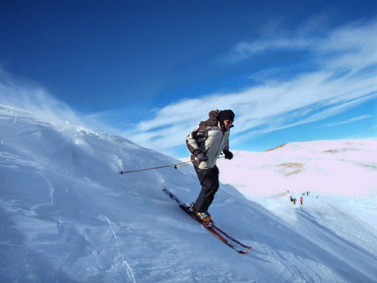 Karl skiing Super Bowl sastrugi