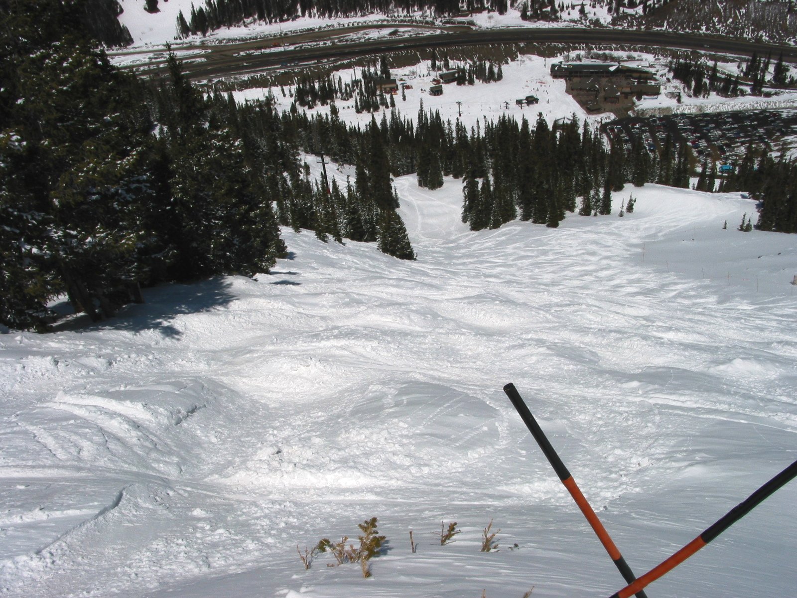 Avalanche Bowl From The Top on April 27, 2009.  Notice that if you go hard skier's right towards the bottom of this picture, there's a powder turn or two that other skiers have missed.