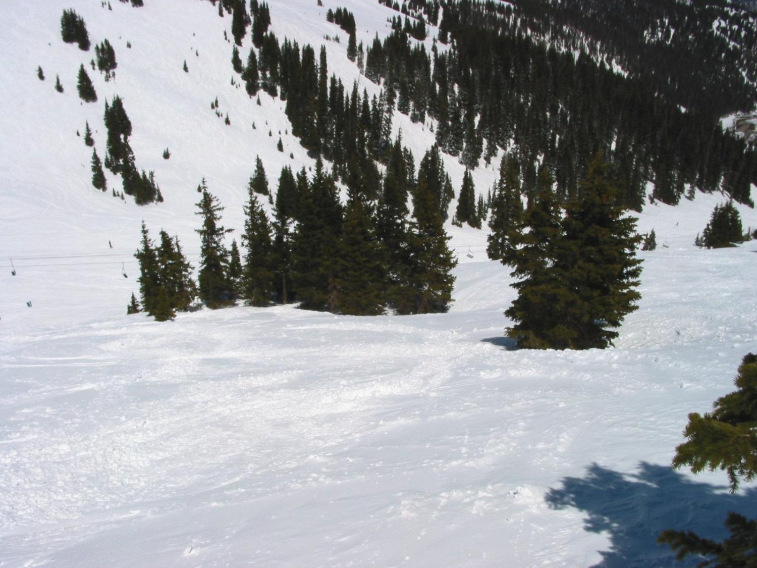Looking down South Chutes from the western end of the run