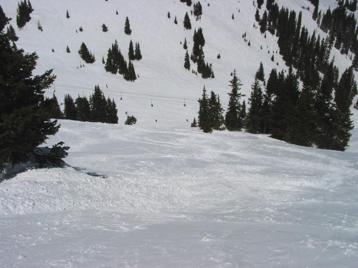 Center South Chutes with a light dusting of powder